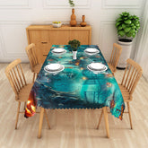 Lofaris Green Halloween Rectangle Tablecloth with Spooky Jack O’ Lanterns for Zombie and Haunted Party Decor